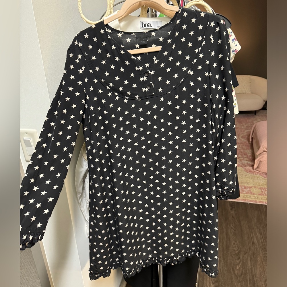 Black Star Pattern Long Sleeve Dress